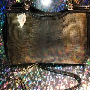 Coach Madison metallic lizard Caroline satchel